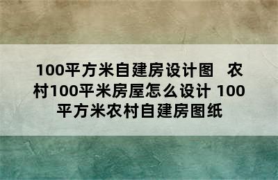 100平方米自建房设计图   农村100平米房屋怎么设计 100平方米农村自建房图纸